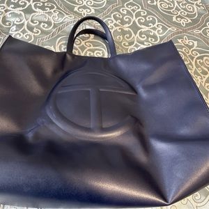 Large navy telfar bag brand new with duster bag